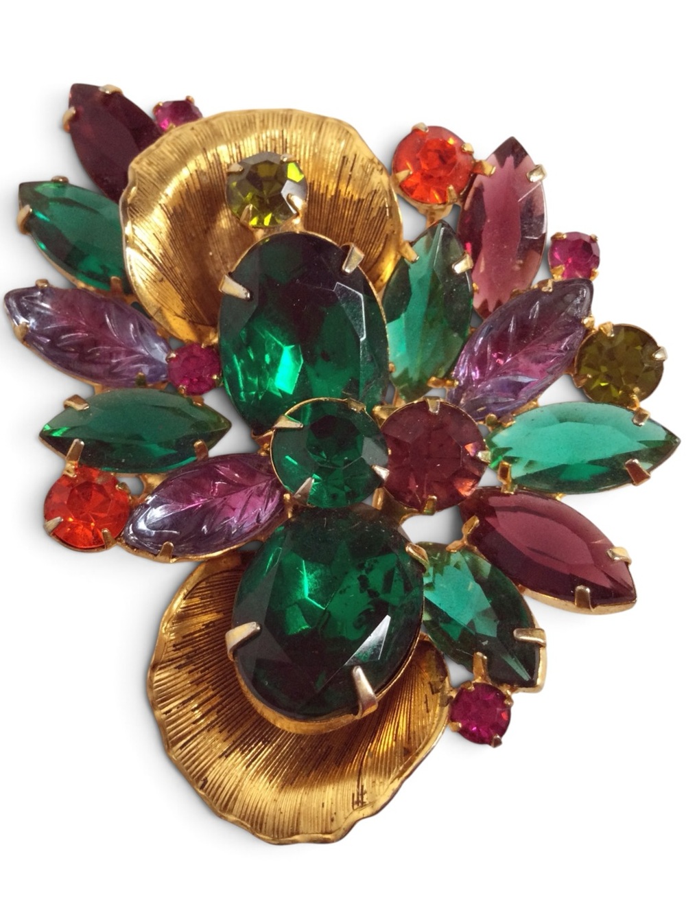 Vintage Juliana D&E Multicolor Rhinestone Floral Spray Brooch - Picture 5 of 12
